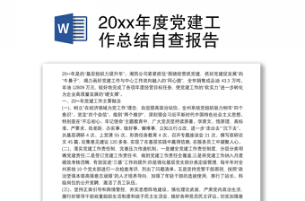 20xx年度黨建工作總結(jié)自查報(bào)告