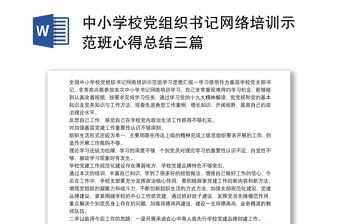 中小學校黨組織書記網絡培訓示范班心得總結三篇