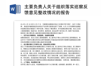 2022党组织主要负责人组织落实巡察整改工作情况的报告学校