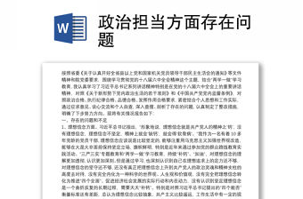 2021政治擔當方面存在問題