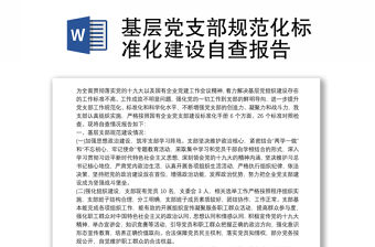 基層黨支部規(guī)范化標(biāo)準(zhǔn)化建設(shè)自查報(bào)告