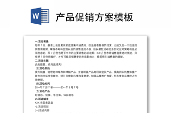 產(chǎn)品促銷方案模板