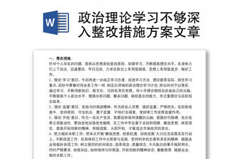 政治理論學習不夠深入整改措施方案文章