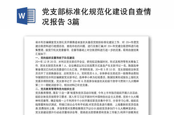 黨支部標(biāo)準(zhǔn)化規(guī)范化建設(shè)自查情況報(bào)告 3篇