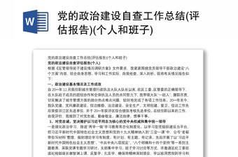 黨的政治建設(shè)自查工作總結(jié)(評估報告)(個人和班子)