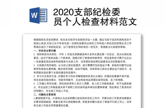 2022村党支部的纪检委员个人剖析
