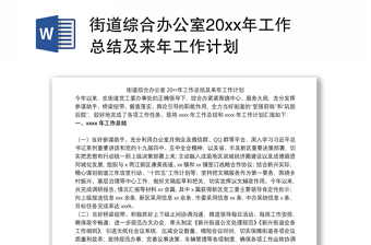 街道綜合辦公室20xx年工作總結(jié)及來年工作計劃