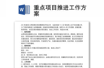 重點項目推進(jìn)工作方案