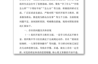黨史學(xué)習(xí)教育專題組織生活會支部班子對照檢查材料