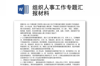 組織人事工作專題匯報材料