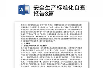 安全生產標準化自查報告3篇