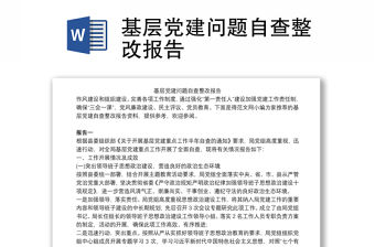 基層黨建問題自查整改報告