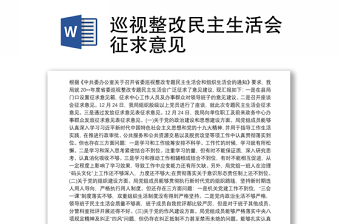 2021巡視整改民主生活會征求意見