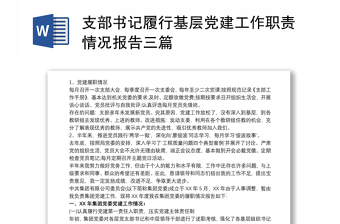 支部書記履行基層黨建工作職責(zé)情況報(bào)告三篇