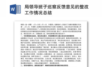 局領導班子巡察反饋意見的整改工作情況總結