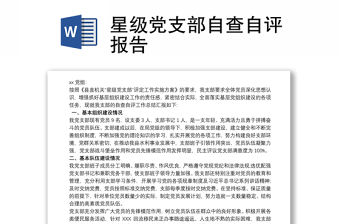 星級黨支部自查自評報告