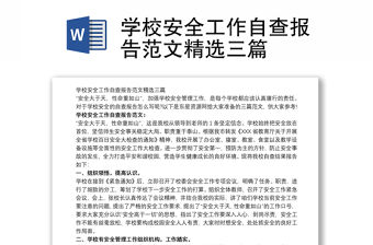 學校安全工作自查報告范文精選三篇