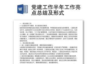 黨建工作半年工作亮點總結及形式