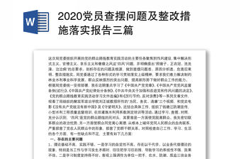 2020黨員查擺問題及整改措施落實報告三篇