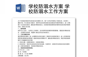 學校防溺水方案 學校防溺水工作方案