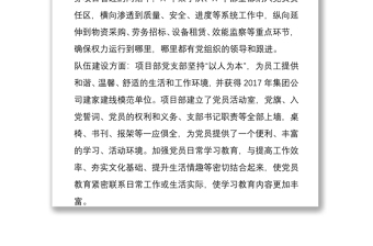 工程局項(xiàng)目部黨支部黨建工作總結(jié)