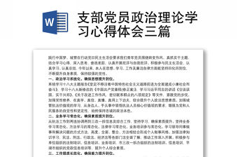 支部黨員政治理論學習心得體會三篇
