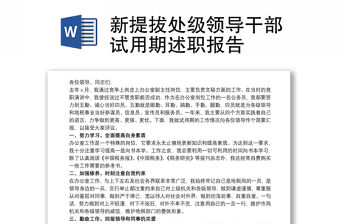 新提拔處級(jí)領(lǐng)導(dǎo)干部試用期述職報(bào)告