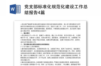 黨支部標(biāo)準(zhǔn)化規(guī)范化建設(shè)工作總結(jié)報(bào)告4篇