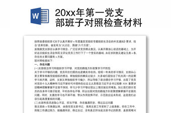 20xx年第一黨支部班子對照檢查材料