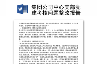 集團(tuán)公司中心支部黨建考核問題整改報(bào)告