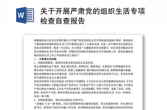 關于開展嚴肅黨的組織生活專項檢查自查報告