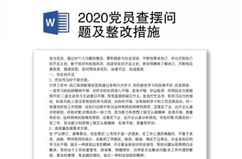 2020黨員查擺問題及整改措施