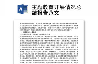 2021主題教育開展情況總結報告范文