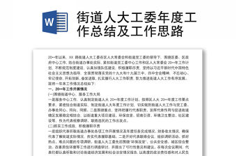 街道人大工委年度工作總結(jié)及工作思路