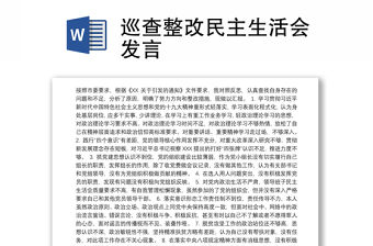 巡查整改民主生活會(huì)發(fā)言