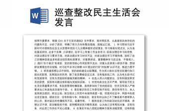 巡查整改民主生活會發(fā)言