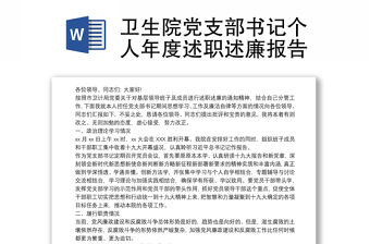 衛(wèi)生院黨支部述職報告