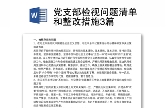 2021党史学习教育支部检视问题清单及整改措施