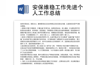 安保維穩(wěn)工作先進個人工作總結(jié)