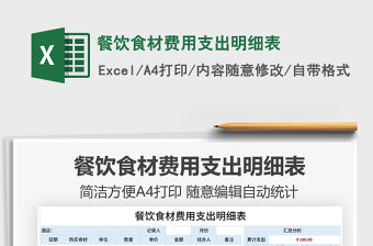 2021餐飲食材費用支出明細表免費下載