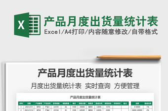 2021產(chǎn)品月度出貨量統(tǒng)計表免費(fèi)下載