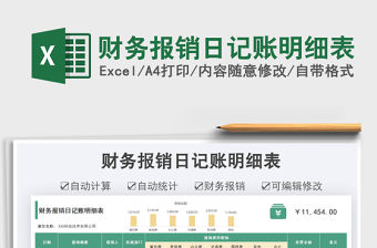 2021財務報銷日記賬明細表免費下載