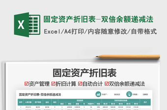 2021固定資產(chǎn)折舊表-雙倍余額遞減法免費下載