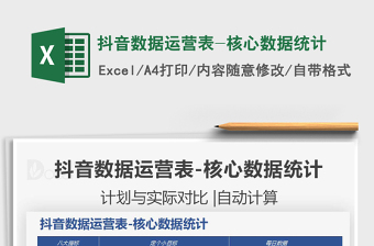 2021抖音數(shù)據(jù)運營表-核心數(shù)據(jù)統(tǒng)計免費下載