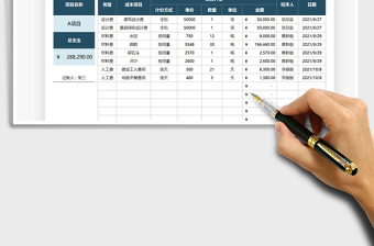 2021财务项目成本支出记账表免费下载