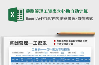 2021薪酬管理工資表含補(bǔ)助自動(dòng)計(jì)算免費(fèi)下載