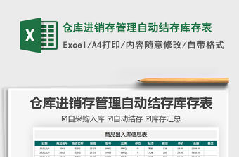2021倉庫進銷存管理自動結存庫存表免費下載