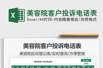 2021美容院客戶投訴電話表免費(fèi)下載