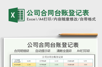 2021公司合同臺(tái)賬登記表免費(fèi)下載