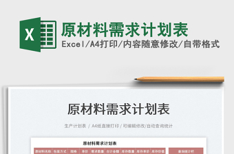 2021原材料需求計劃表免費(fèi)下載